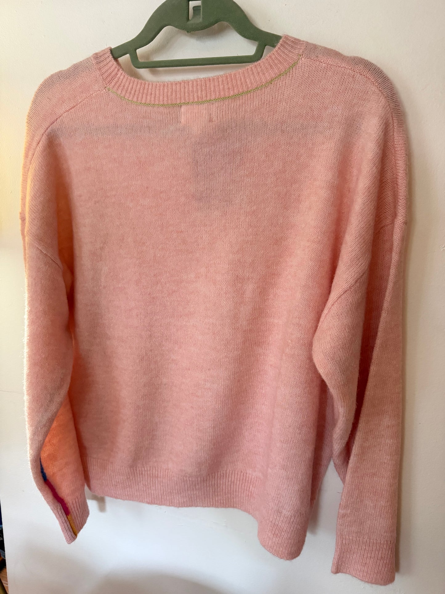 Sundry | Pink Colorful Trim Sweater, 1