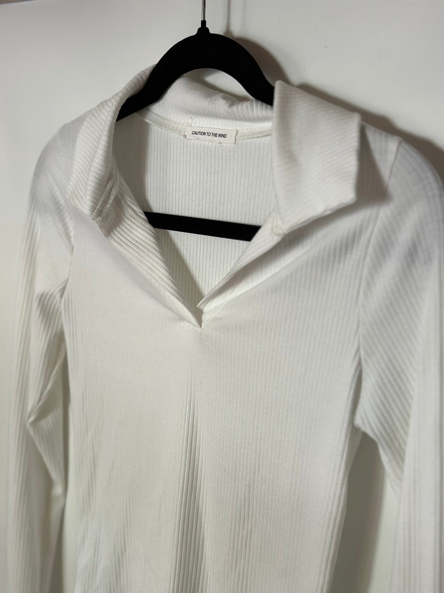 Caution to the Wind | Collared Ribbed Long Sleeve