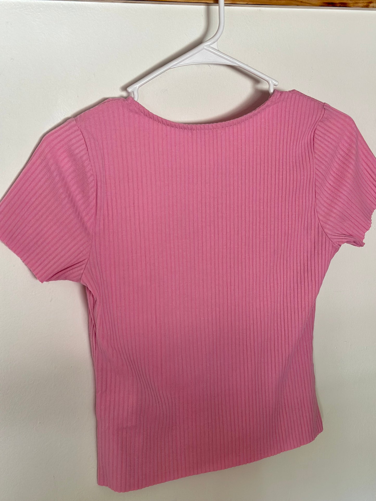 GB | Simple Pink Ribber Short Sleeve Top