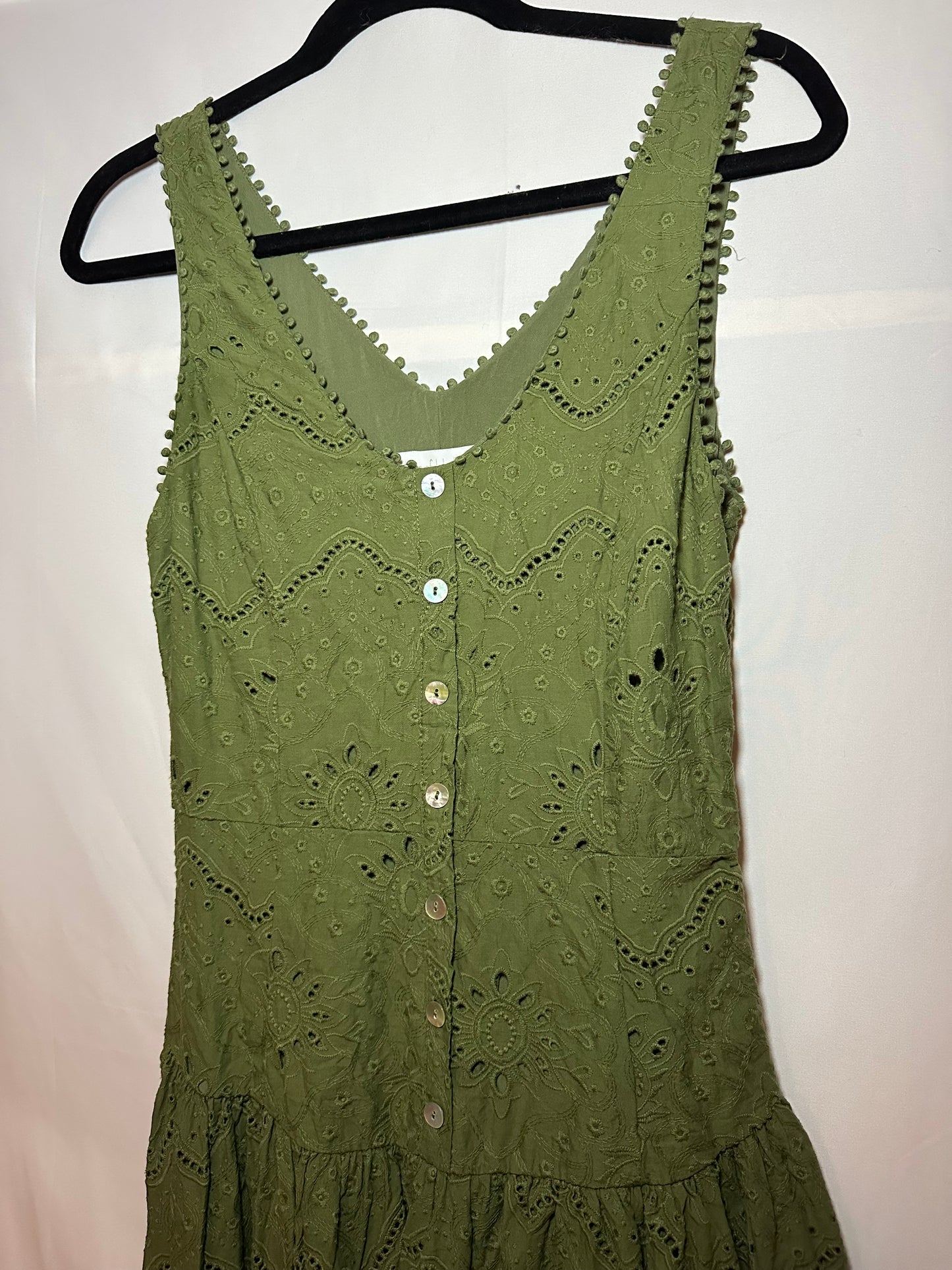 House of Harlow | Green Eyelet Midi, 2