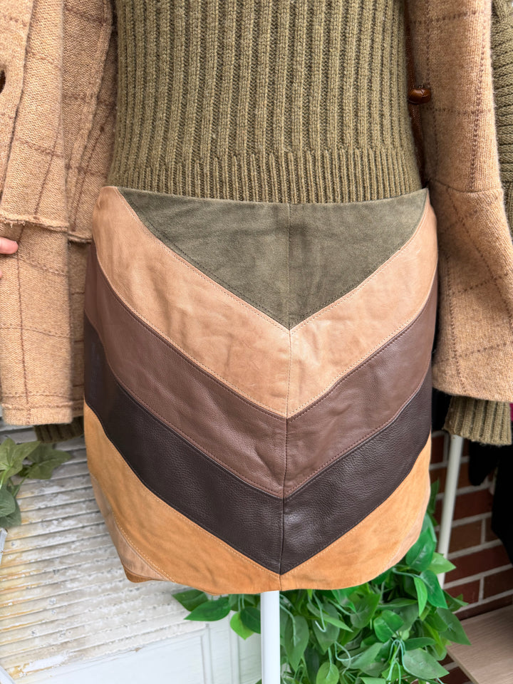 Haute Hippie | Leather Suede Skirt, M