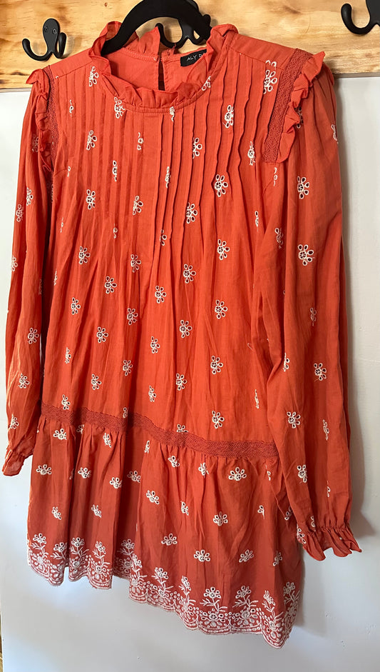 Aly Daly | Orange Eyelet Dress, L