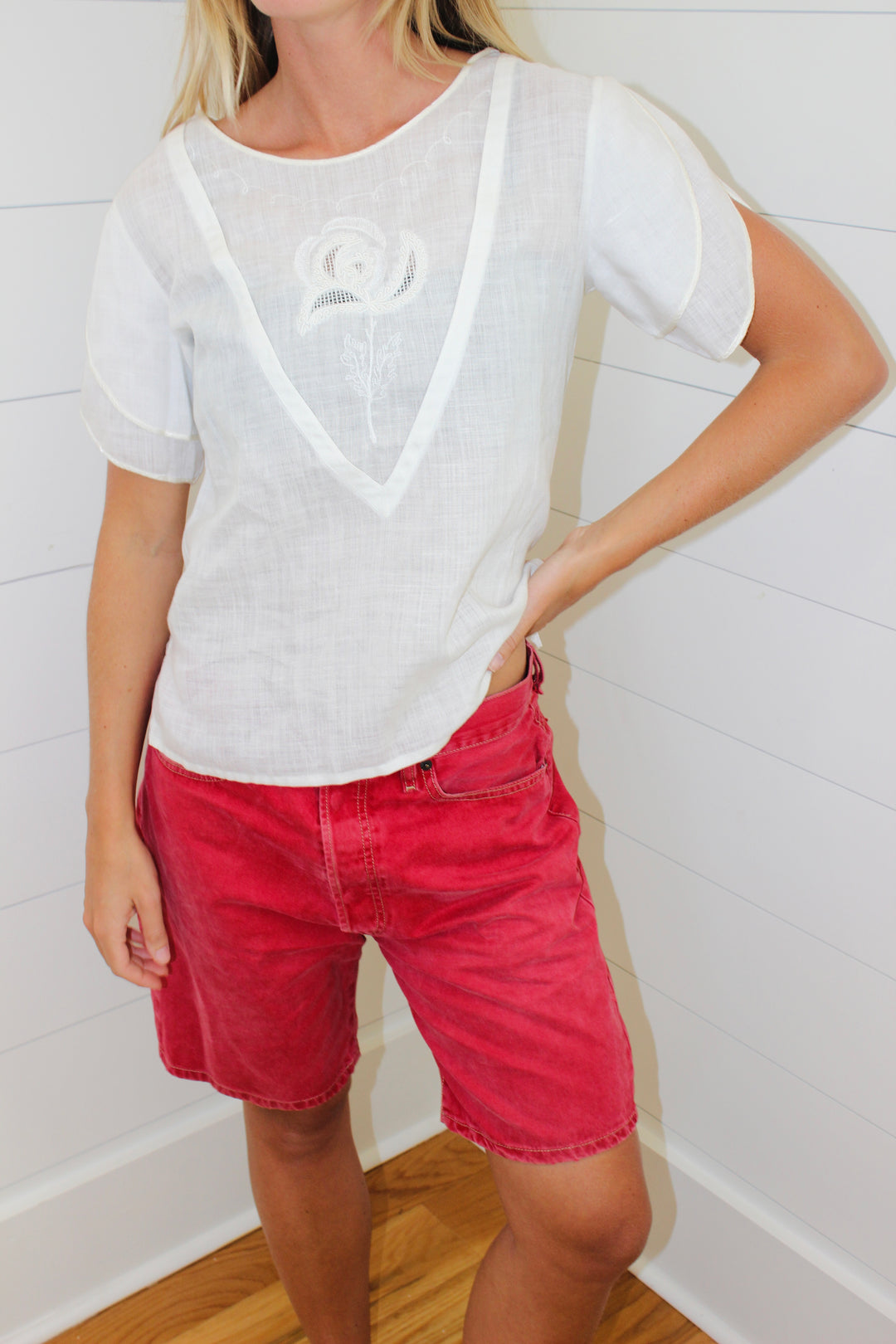 Vintage Floral Linen Top