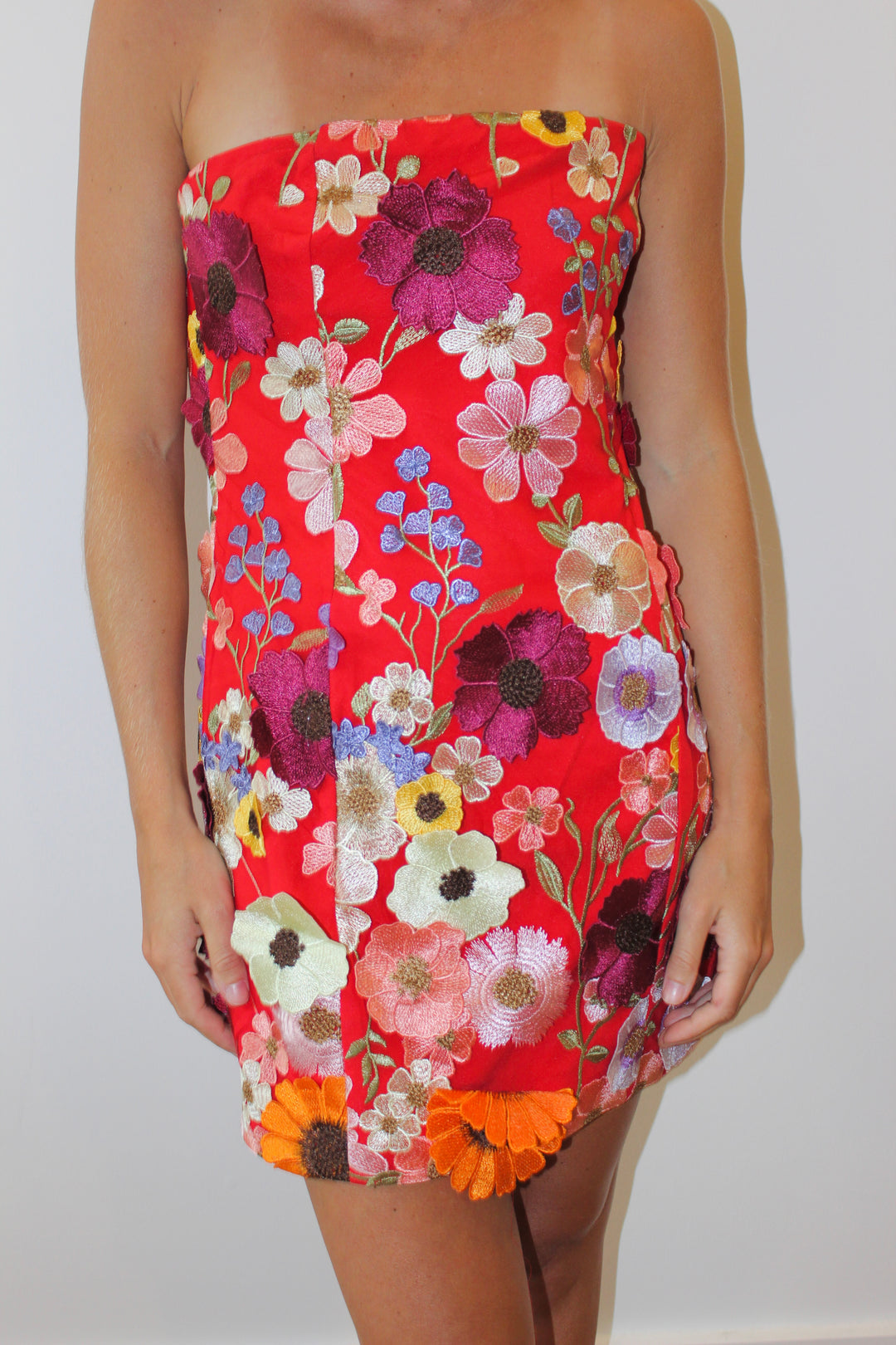 Endless Rose | Floral Embellished Strapless Dress, S
