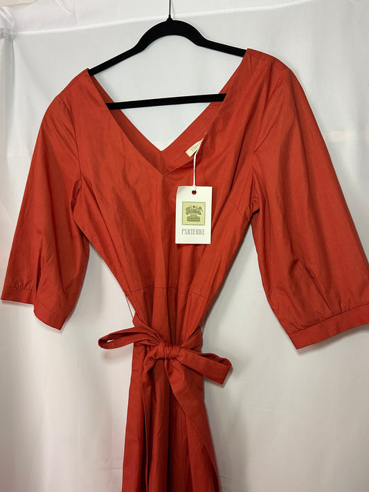 Parterre | Dark Orange Long Sleeve Maxi with Belt Tie