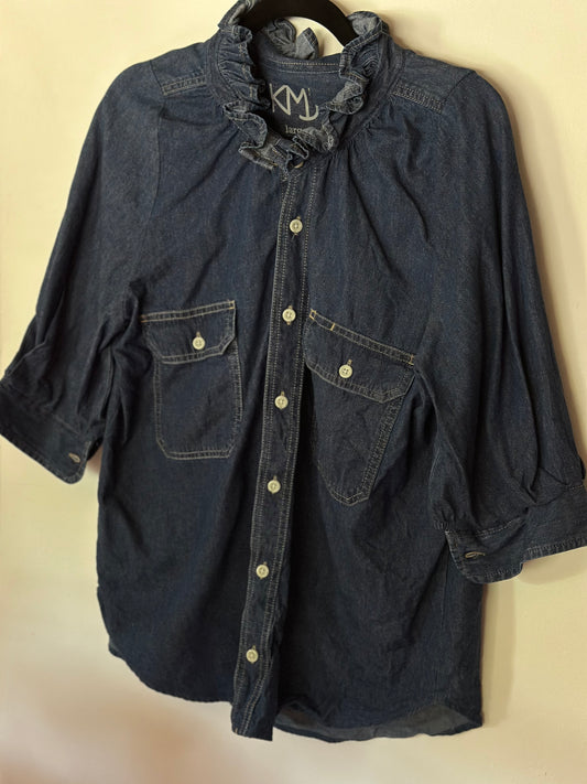 Dickies |  Denim Ruffle Neck Top