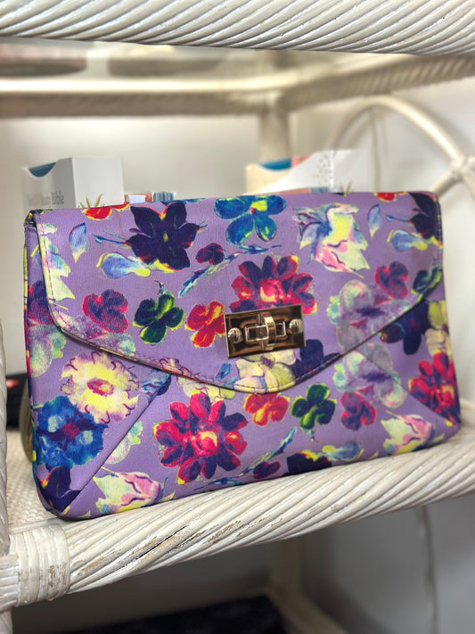 Purple Floral Clutch Purse