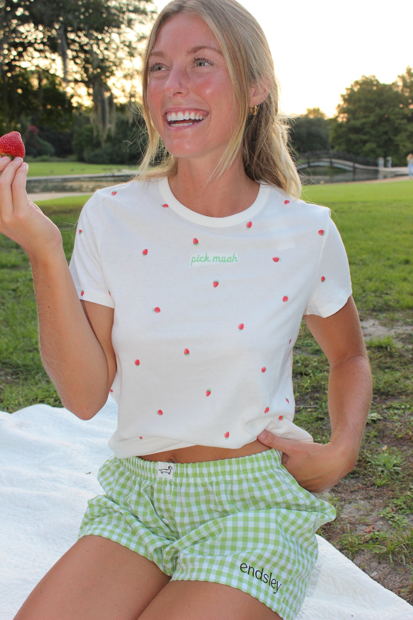 Endsley | Pick Muah Strawberry Tee, S