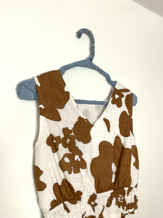 Magaschoni | Sleeveless Linen Floral Cow Print Top