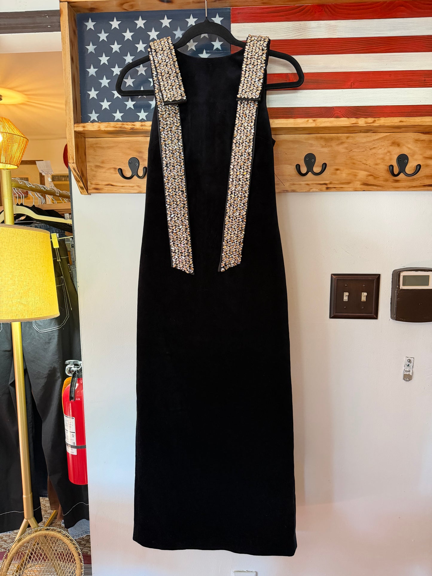 Tuckernuck | Black Velvet Embellished Viola Dress, XXS