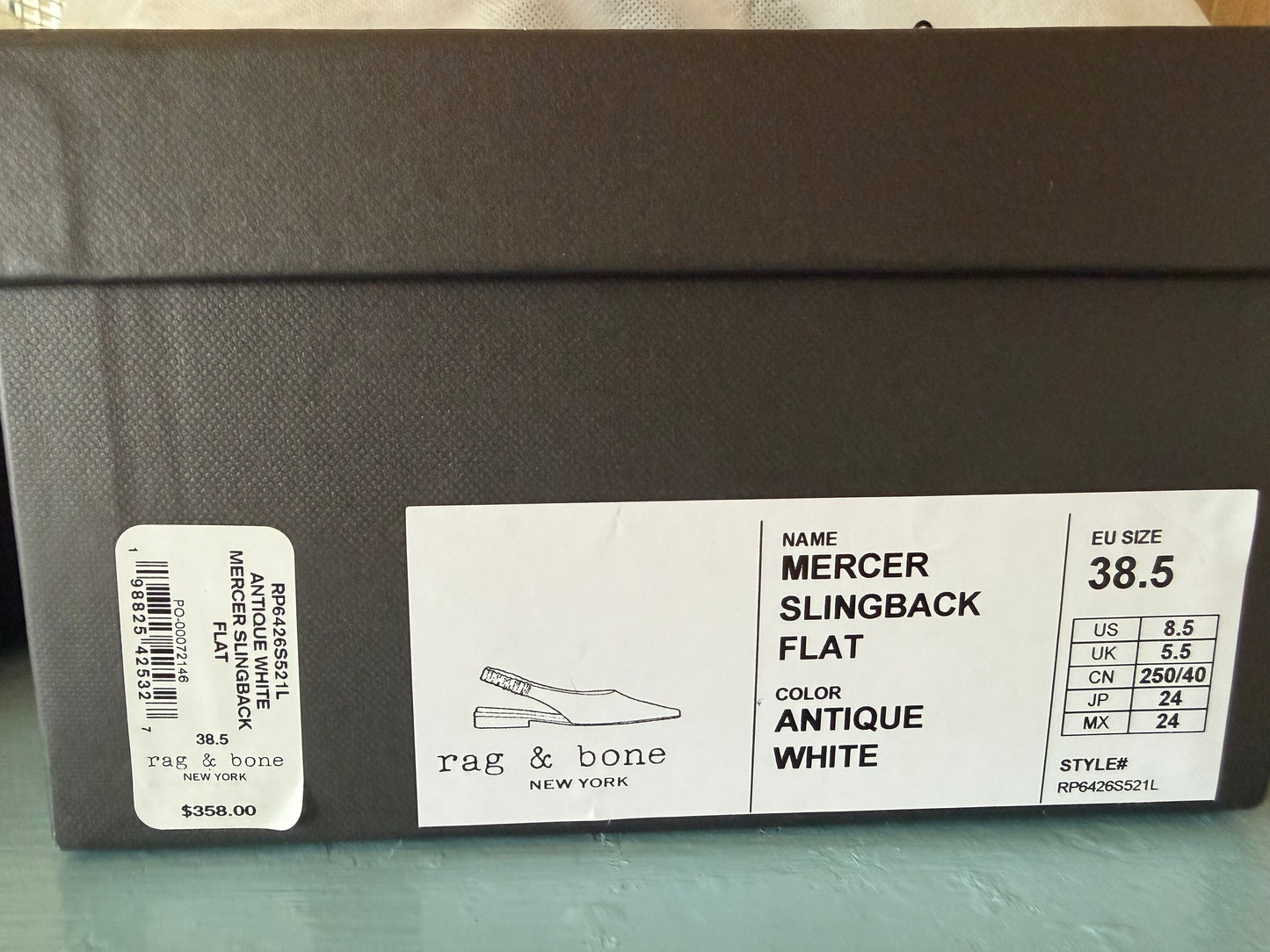 Rag & Bone | Mercer Pointed Toe Slingback Flat, 38.5