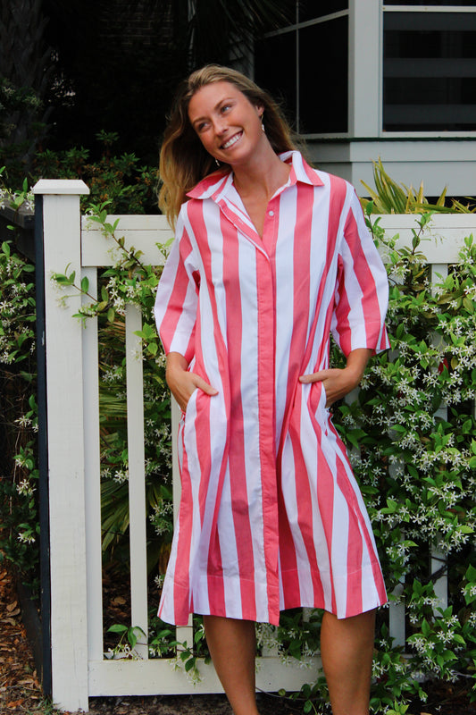 LAKE | Striped Midi Dress, S