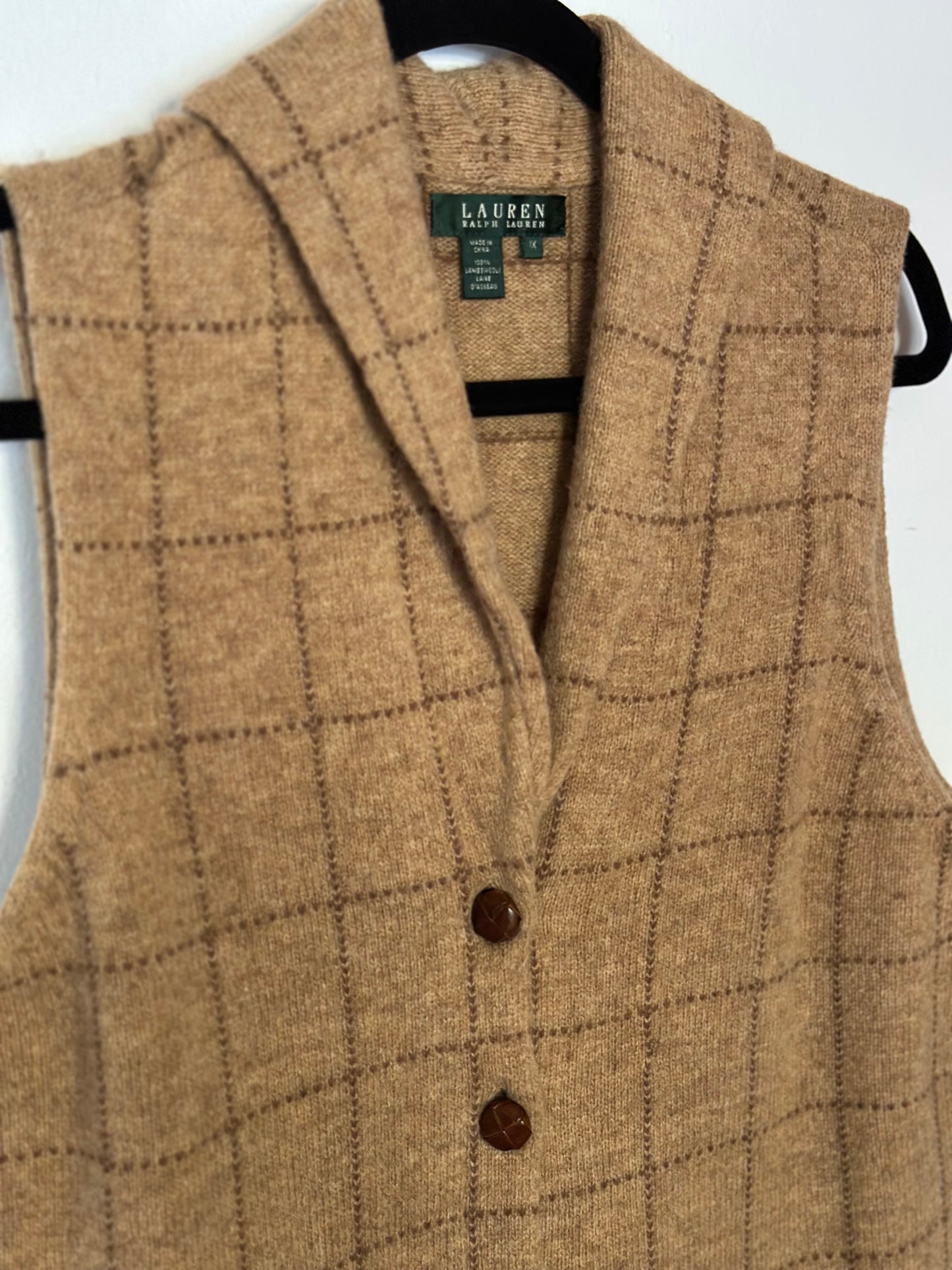 Ralph Lauren | Wool Check Caridgan Vest