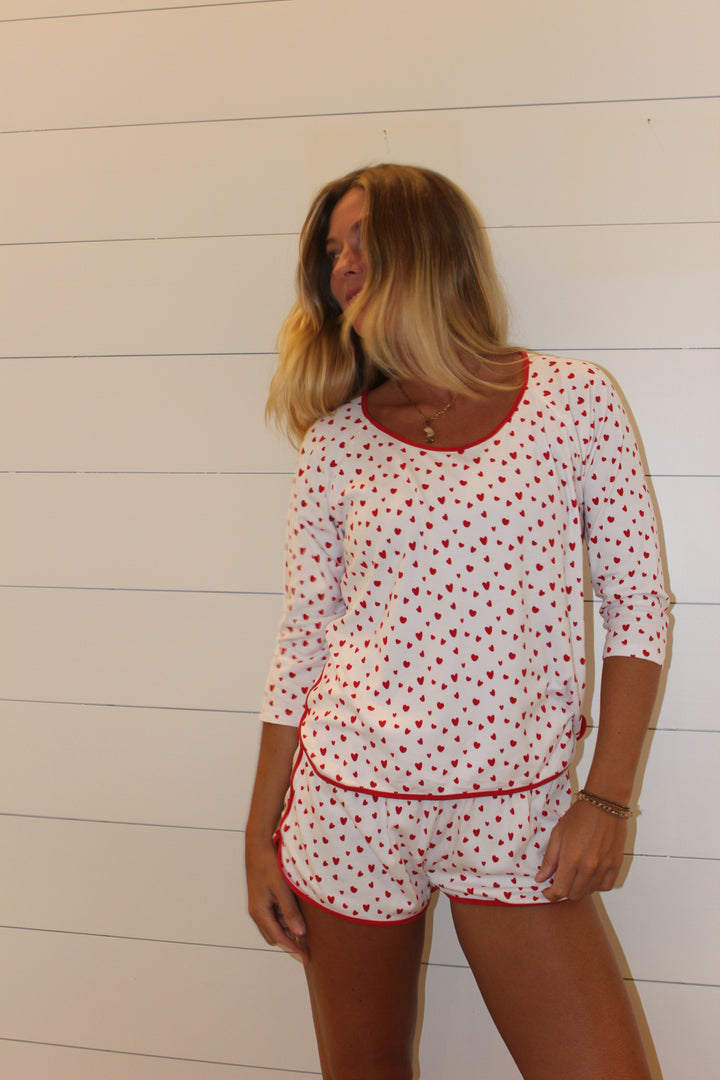 Lake | Red Heart PJ Short Set, M