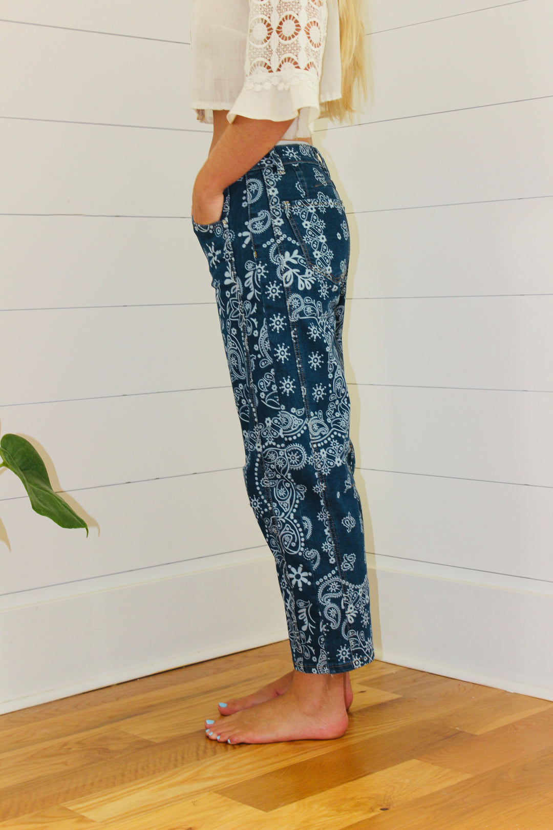 Paisley Barrel Jeans, XS