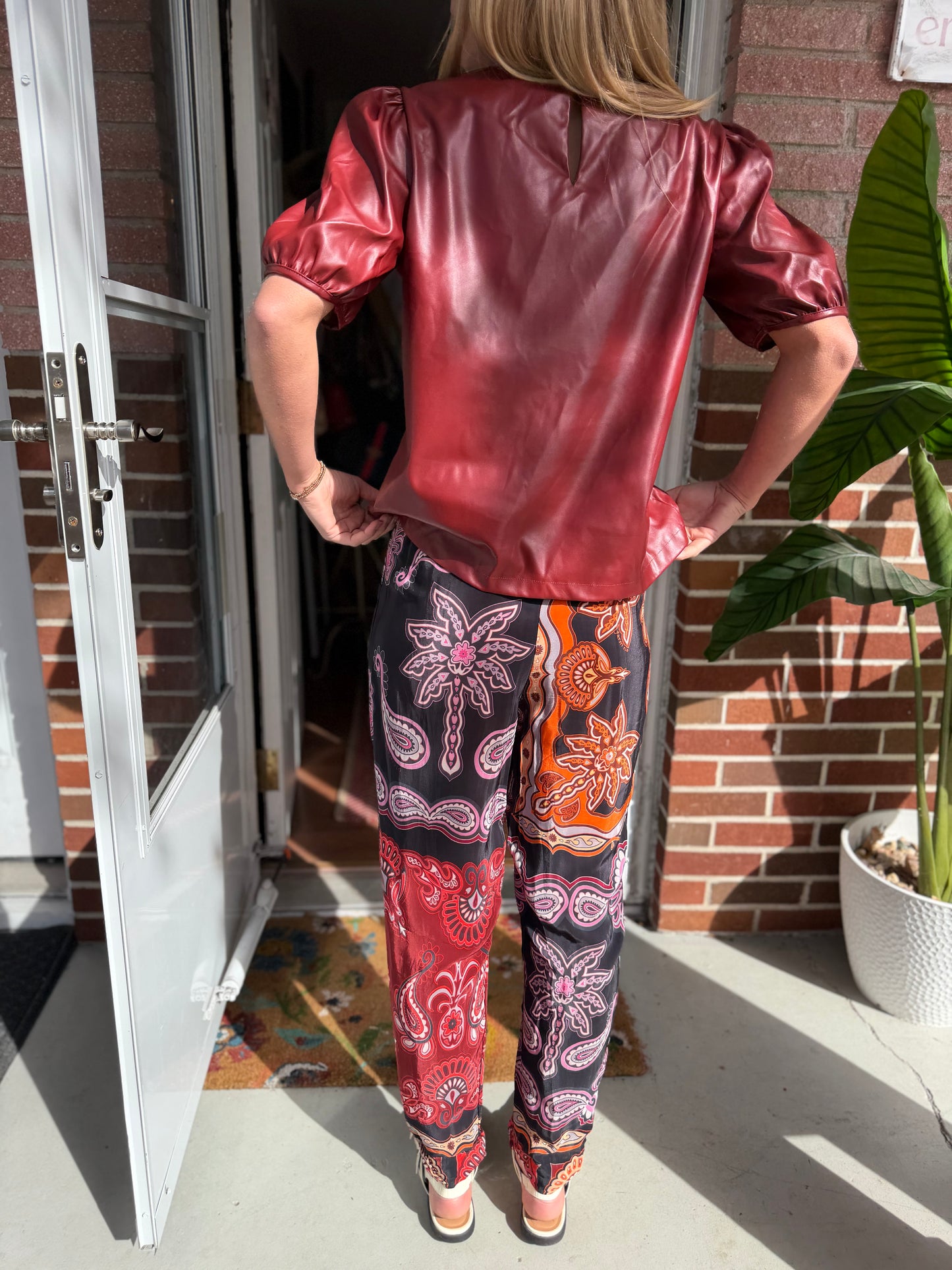 Farm Rio | Printed Draw String Satin Pants, s