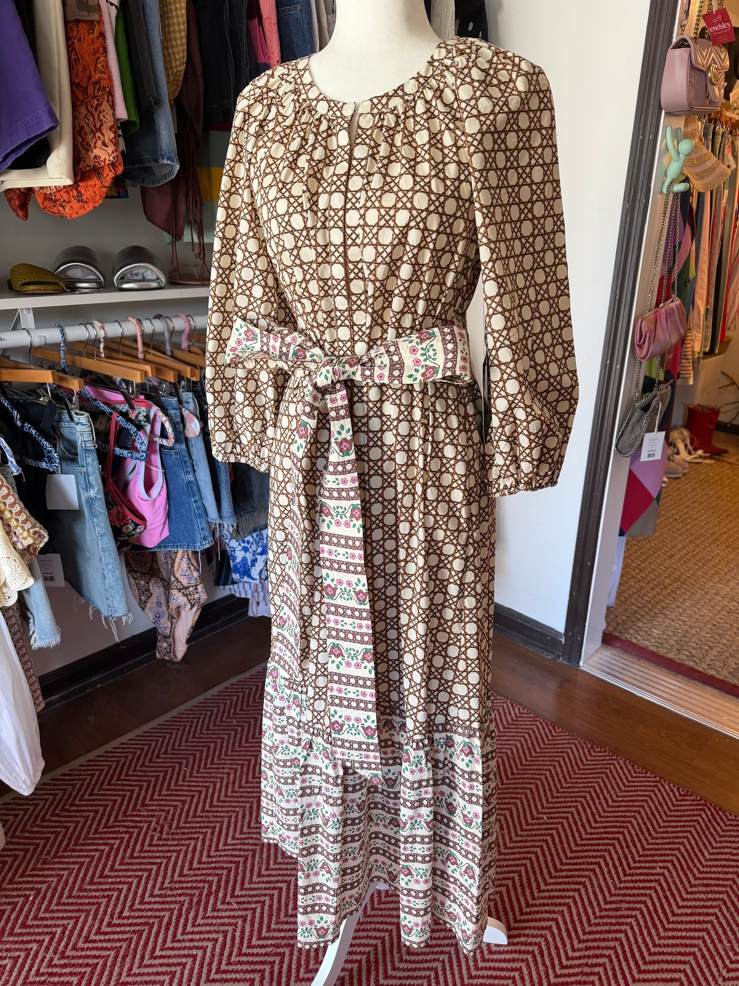 Tuckernuck | Quarter Sleeve Patterned Maxi Dress, S