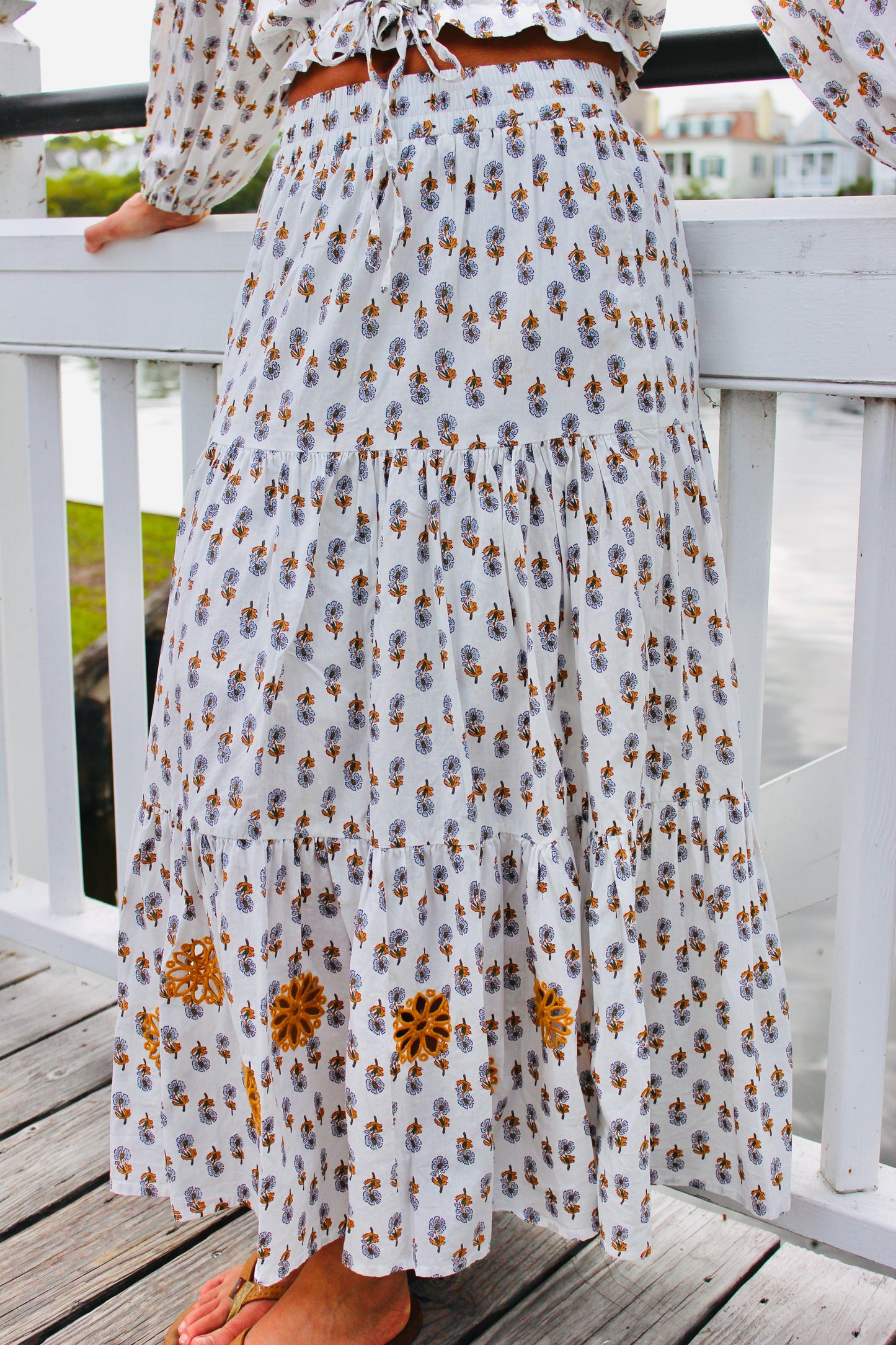 Luna Moon |  Floral Skirt Eyelet Set, S