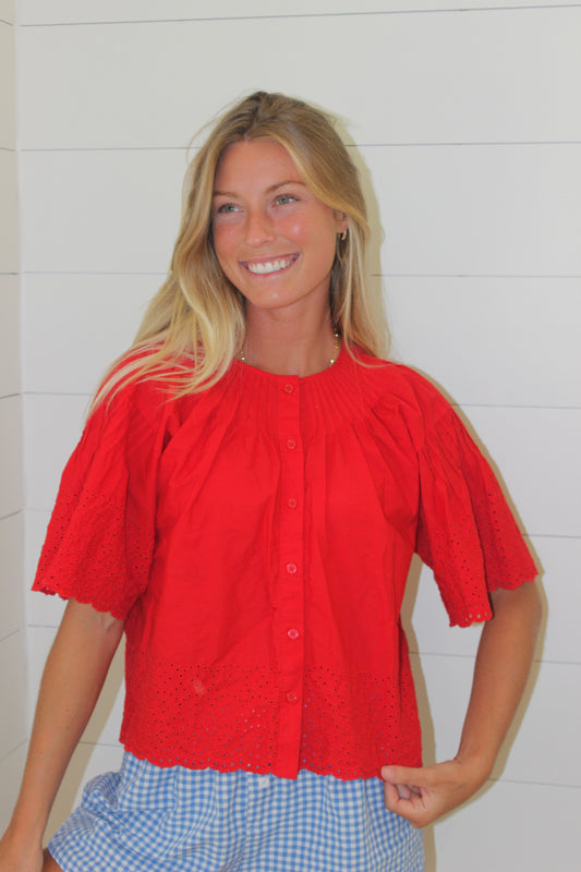 J Crew  | Eyelet Blouse, S