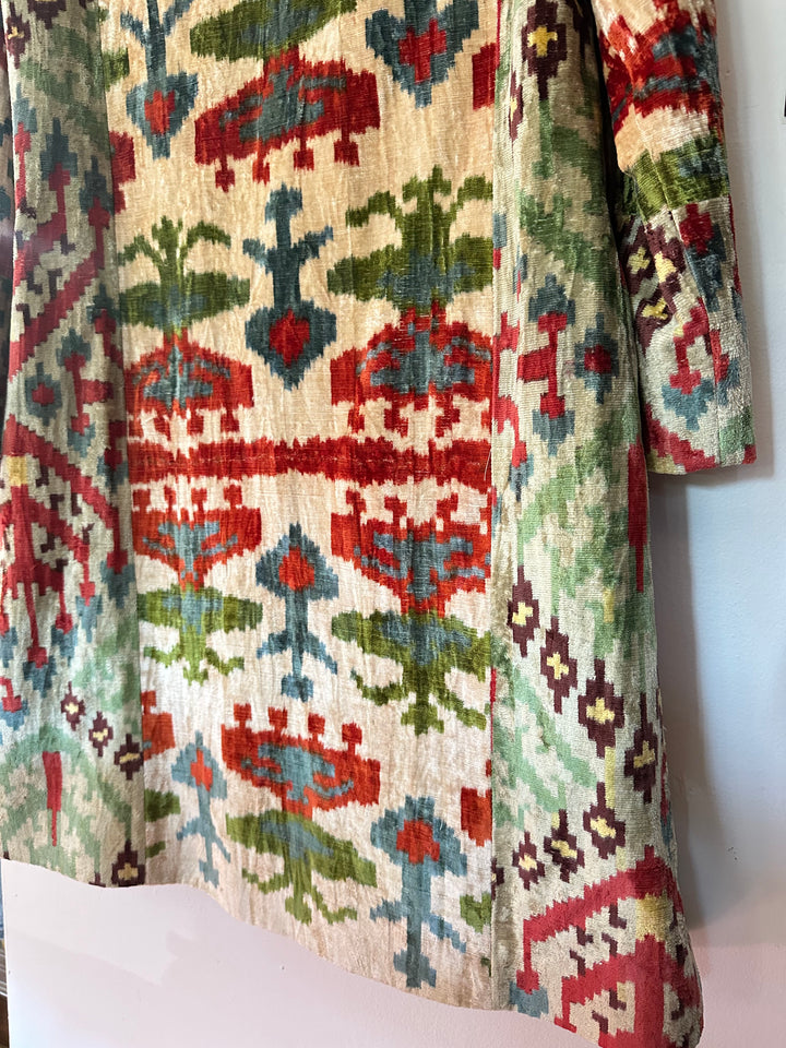 ibu movement | Ikat Velvet Mid-Length Coat, S