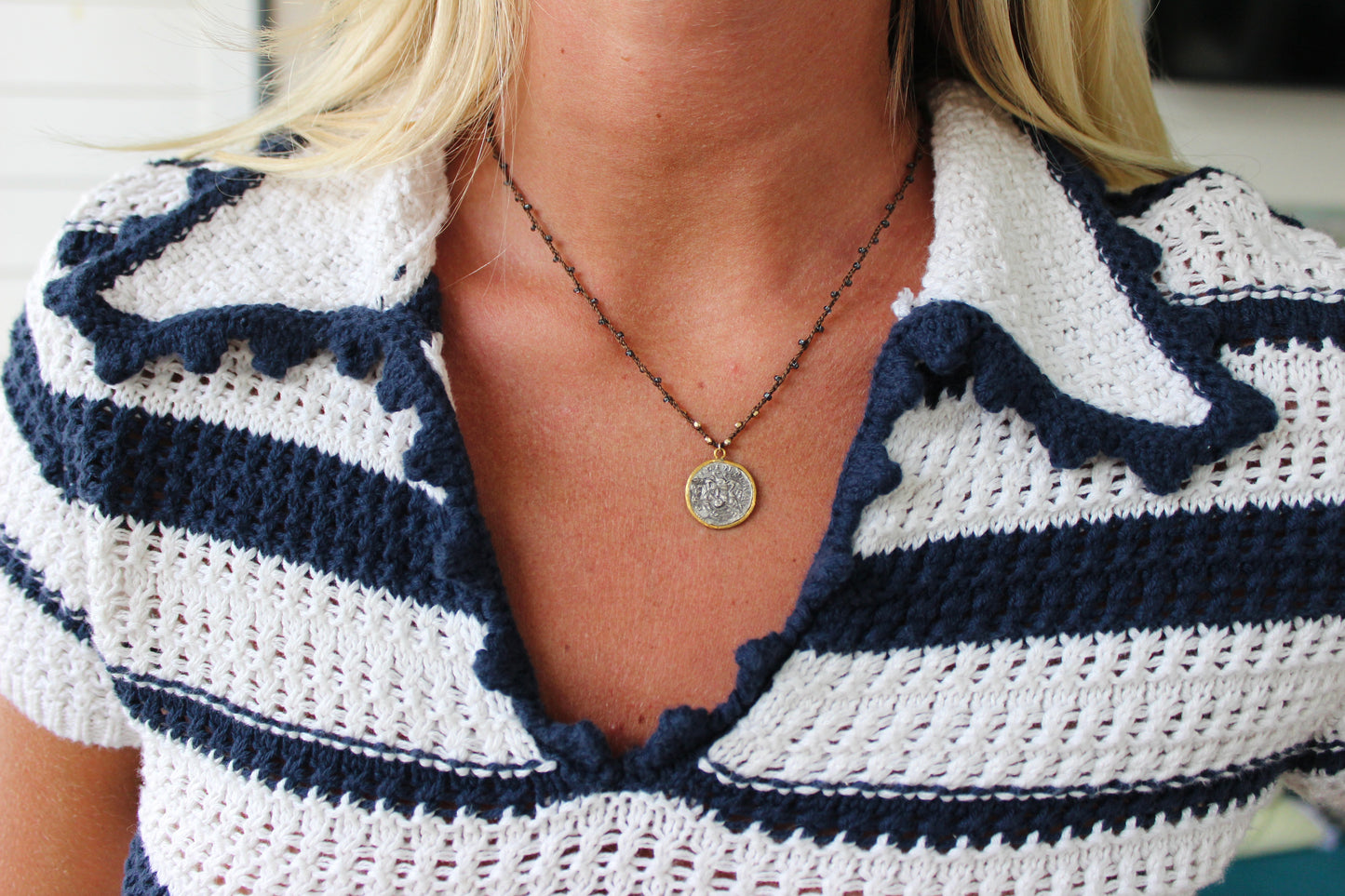 The Workshop | Crochet Collared Top, S