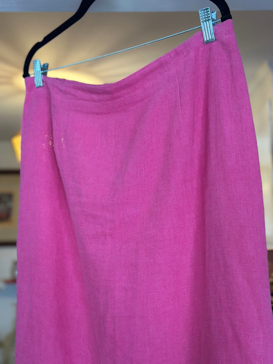 Joanne Scott | Pink Linen Midi Skirt
