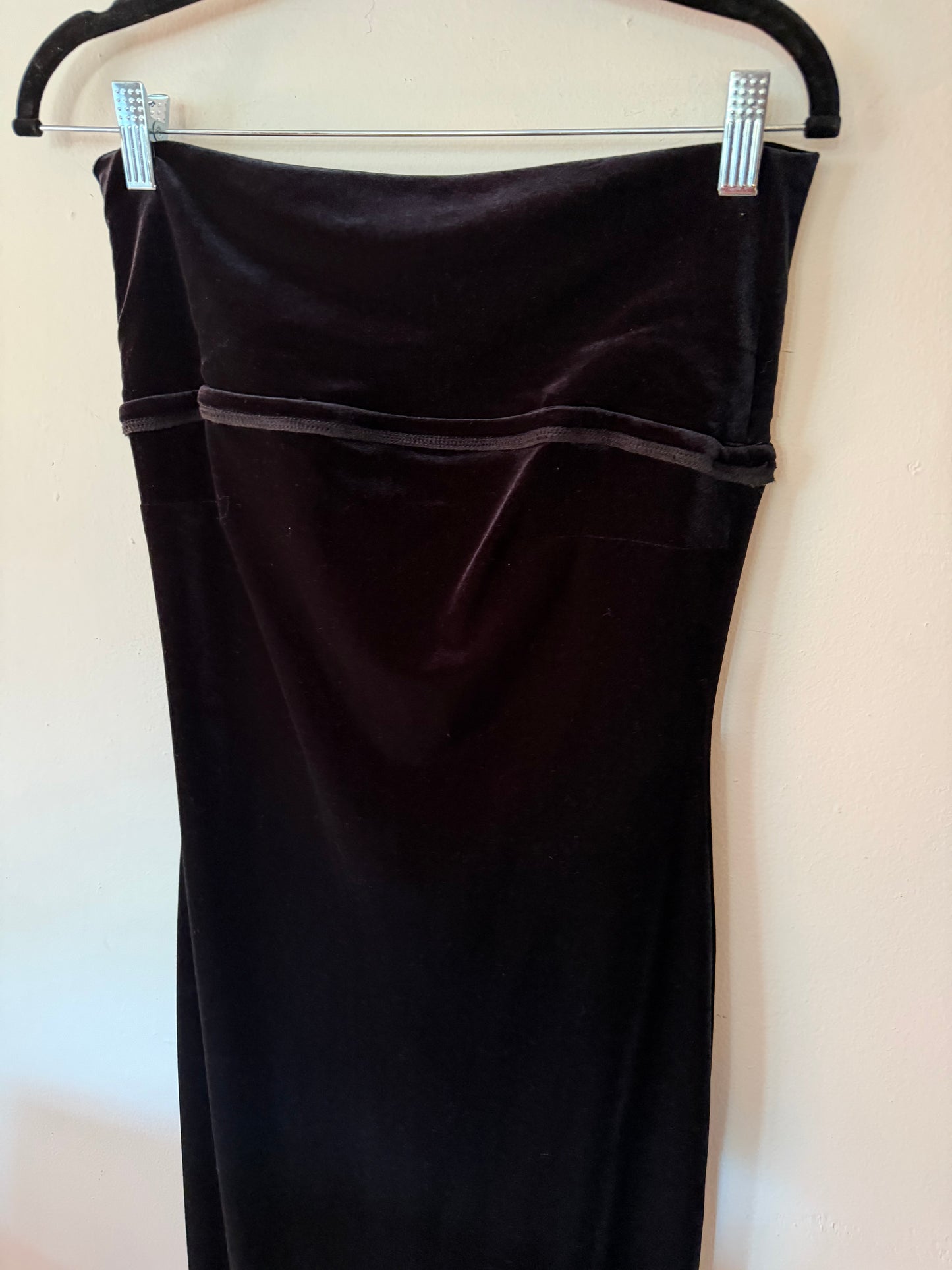 Laundry by Shelli | Black Velvet Strapless Maxi, S