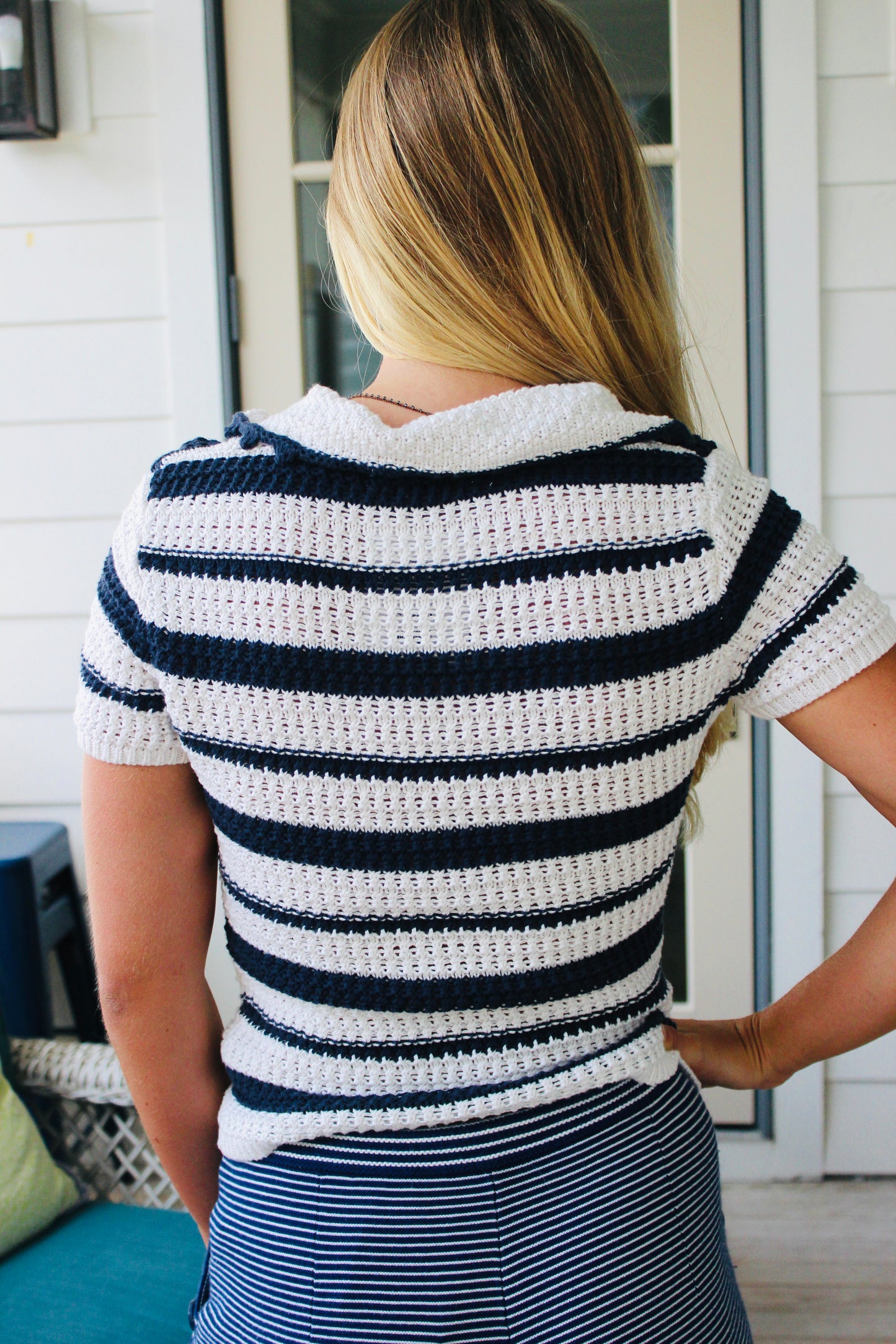 The Workshop | Crochet Collared Top, S