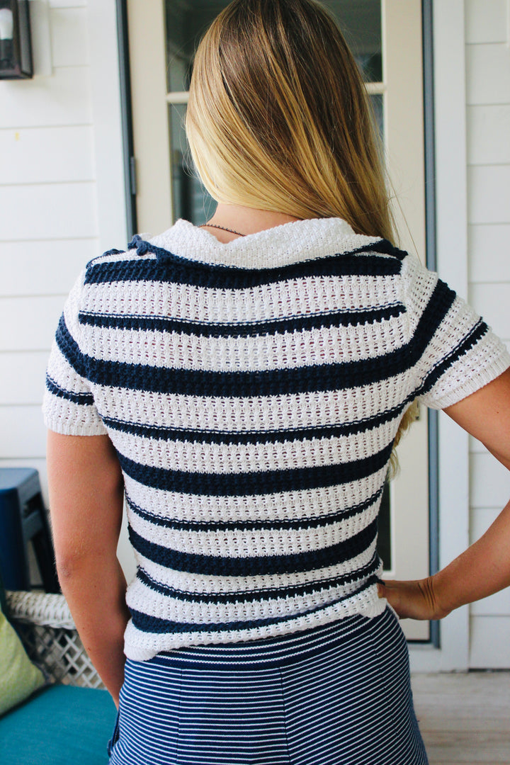 The Workshop | Crochet Collared Top, S