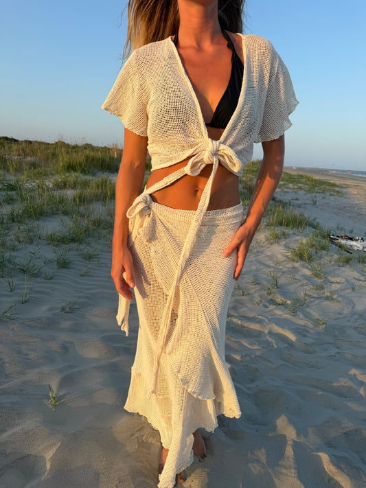 Natural Crochet Wrap Set, OS