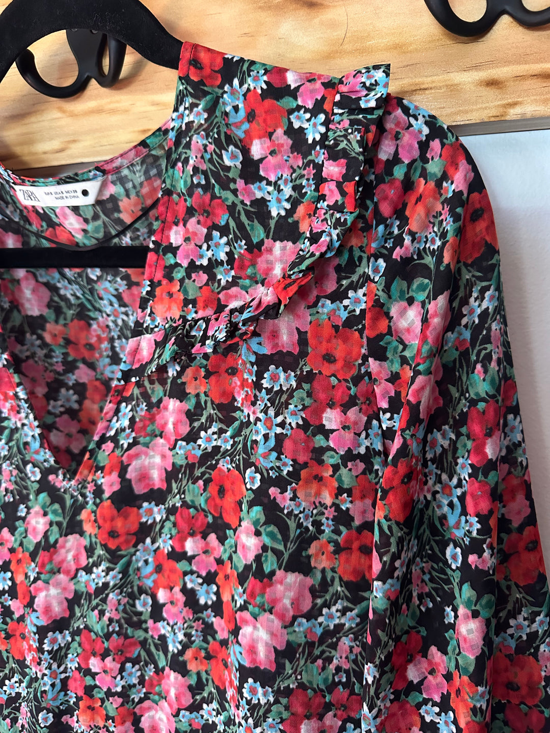 Zara | Semi-Sheer Maxi Floral Dress, S