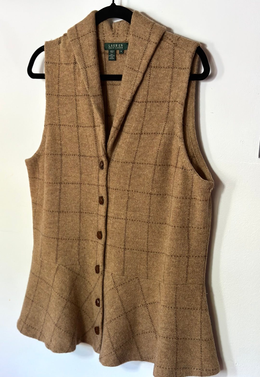 Ralph Lauren | Wool Check Caridgan Vest