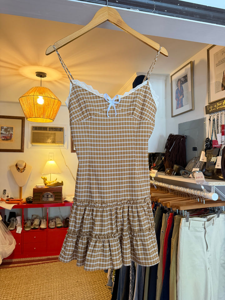 Lioness | Gingham Ruffle Mini Dress, XS