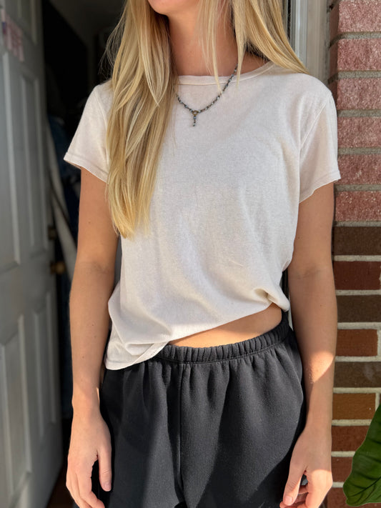 Perfectwhitetee | Beige Cotton Tee, L