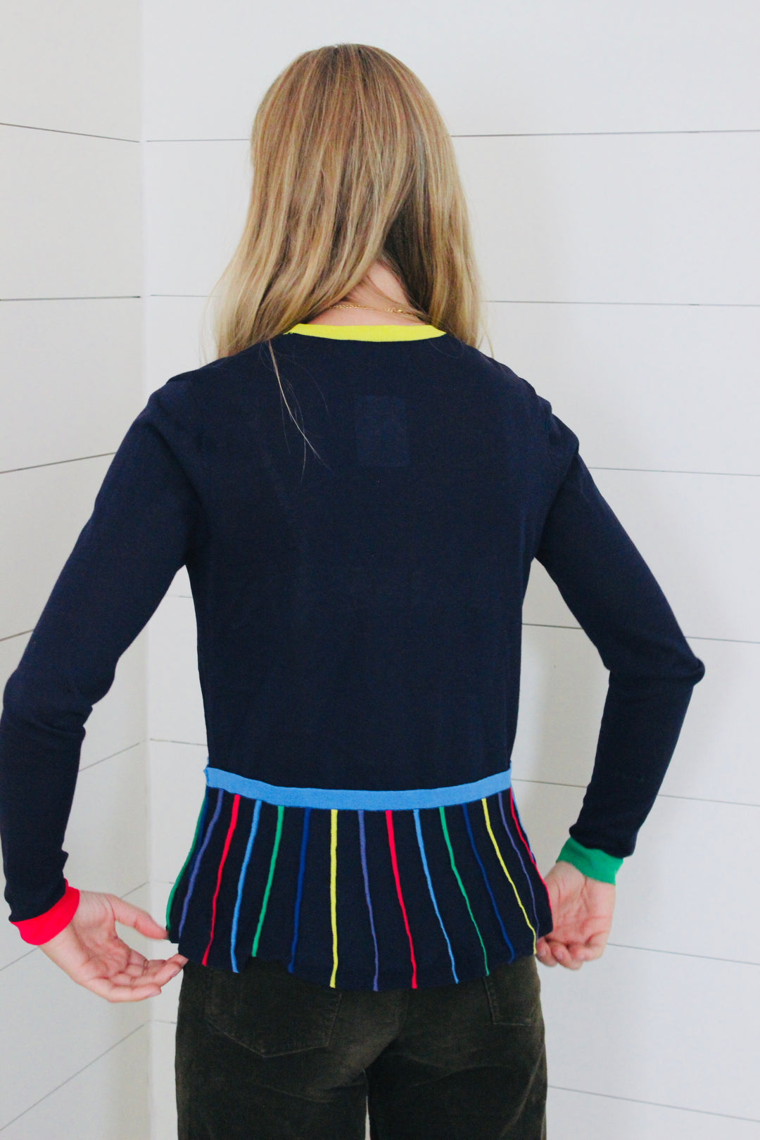 2NDDAY | Color Stripe Peplum Top, S