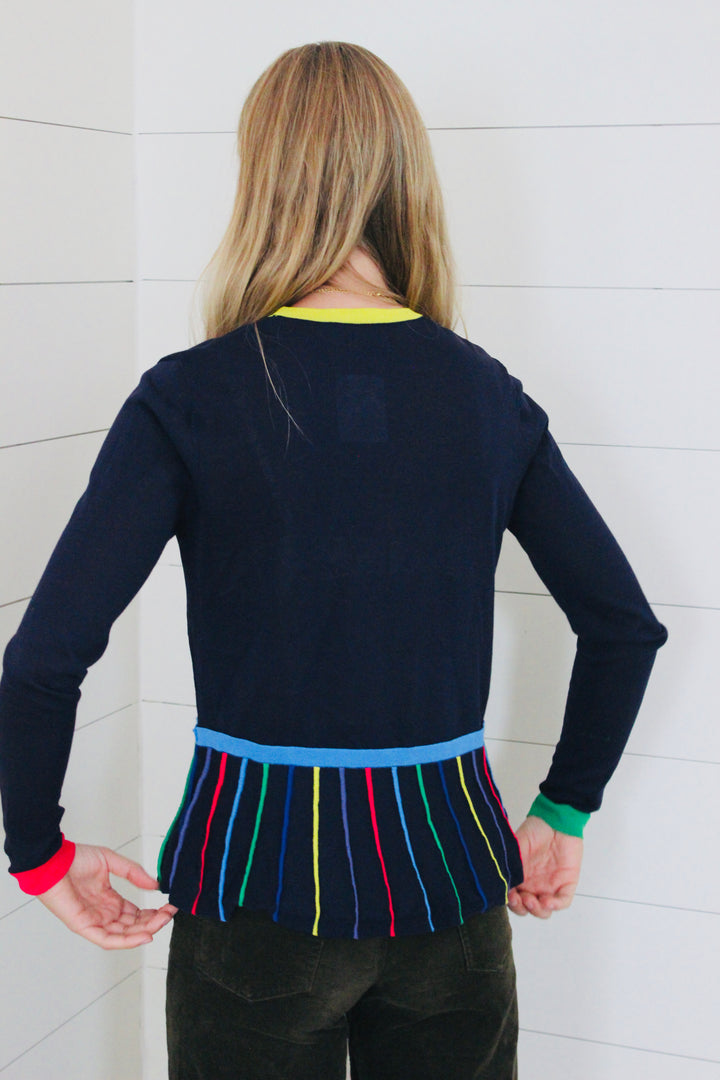 2NDDAY | Color Stripe Peplum Top, S