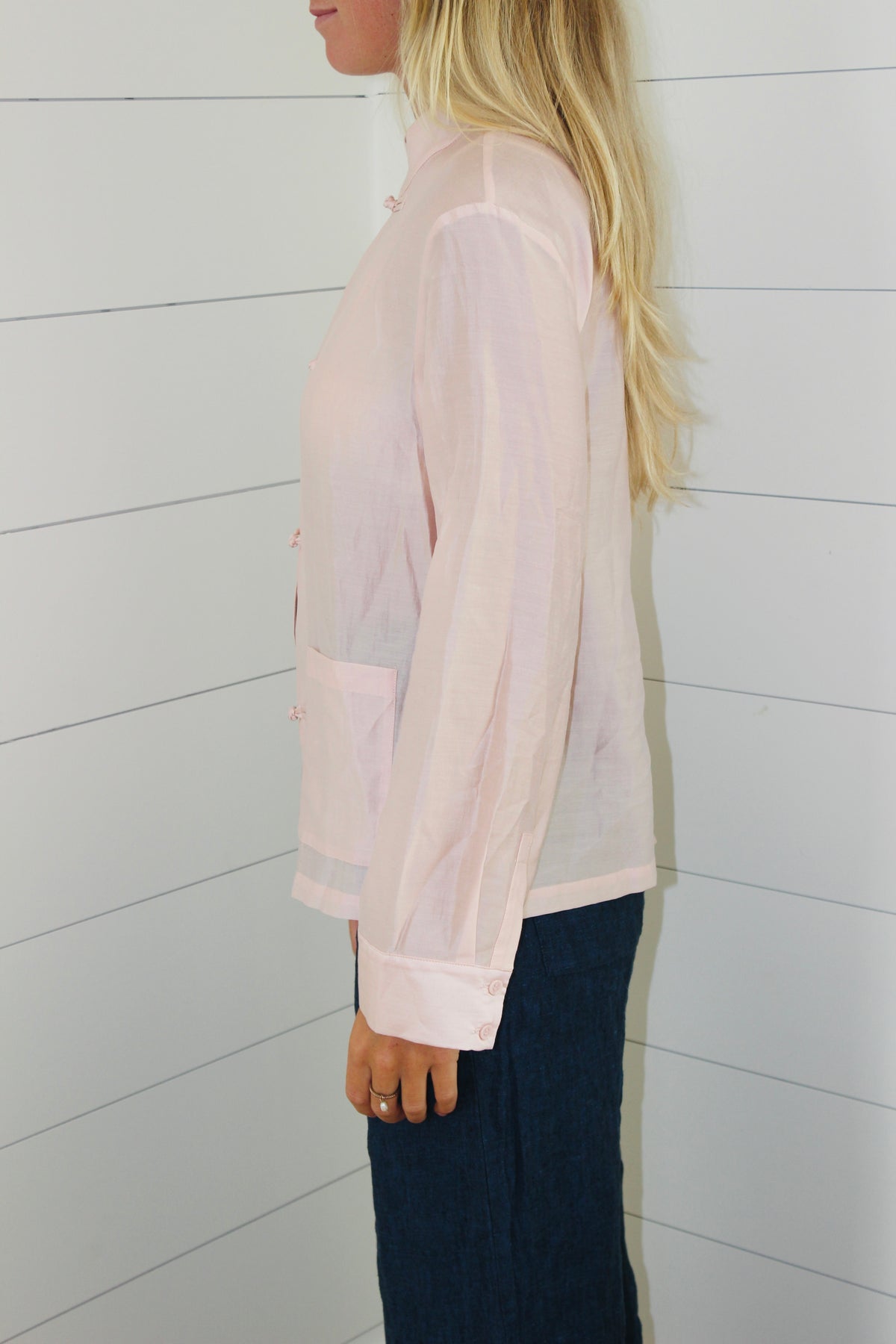 Zara | Satin Frog Clasp Shirt, XS