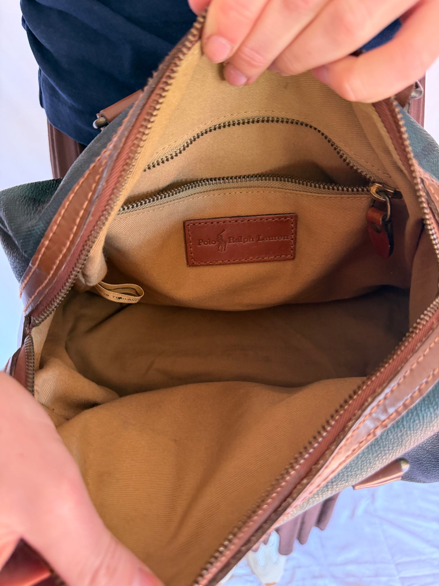 Vintage Polo Ralph Lauren | Leather Plaid Satchel Handbag