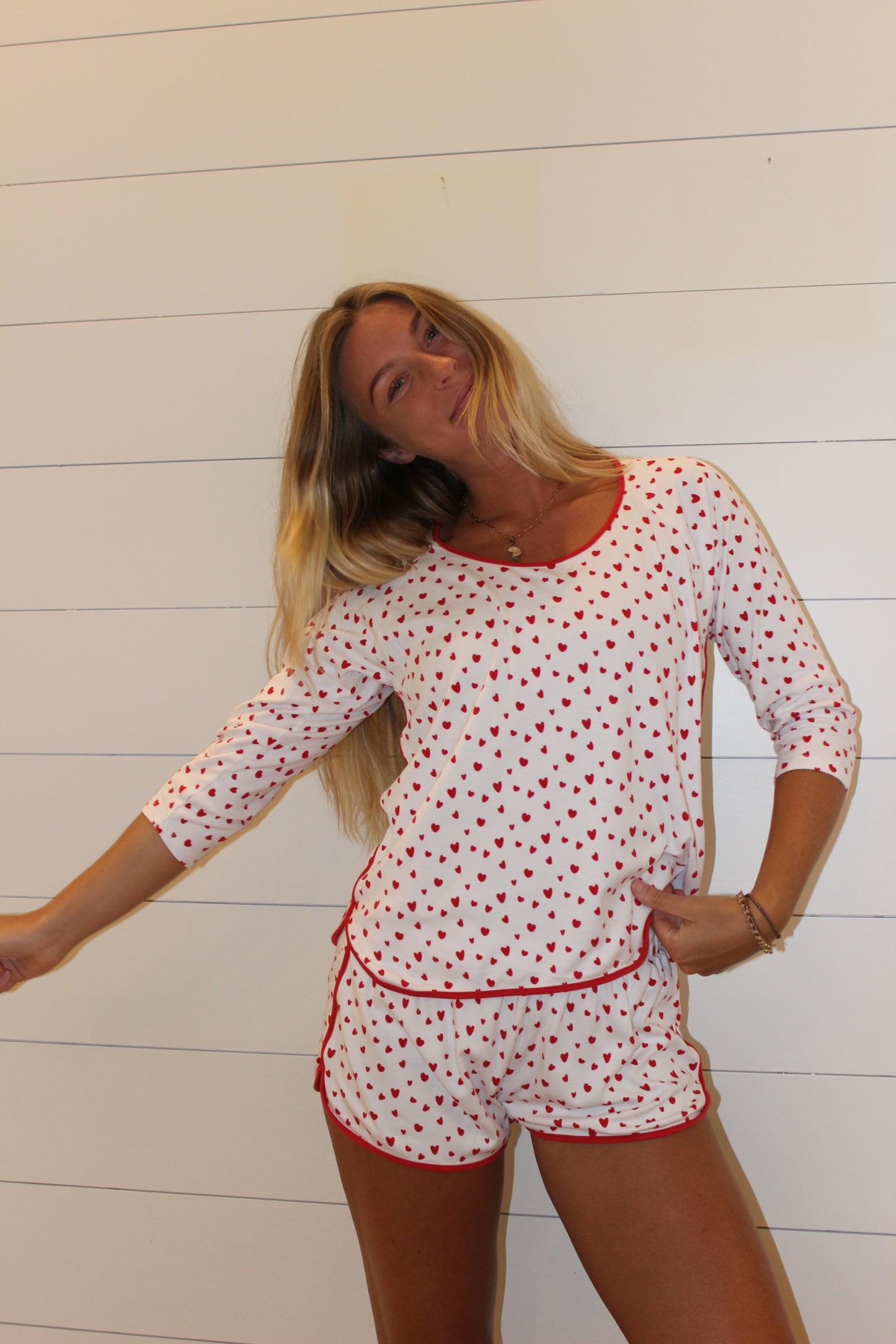 Lake | Red Heart PJ Short Set, M