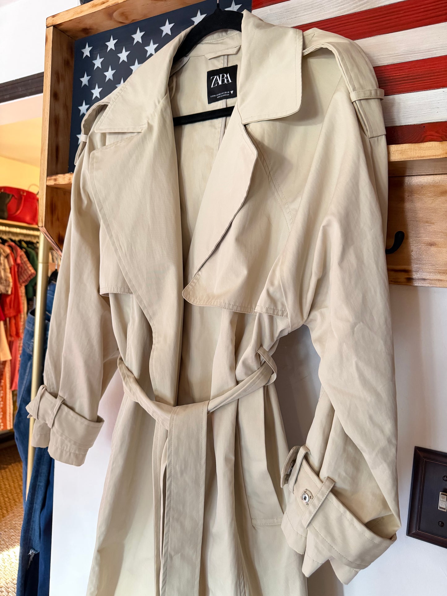 Zara | Tan Belted Trench Coat, M/L