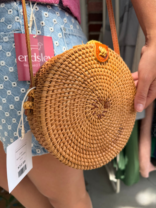 Endsley | Rattan Round Crossbody Bag
