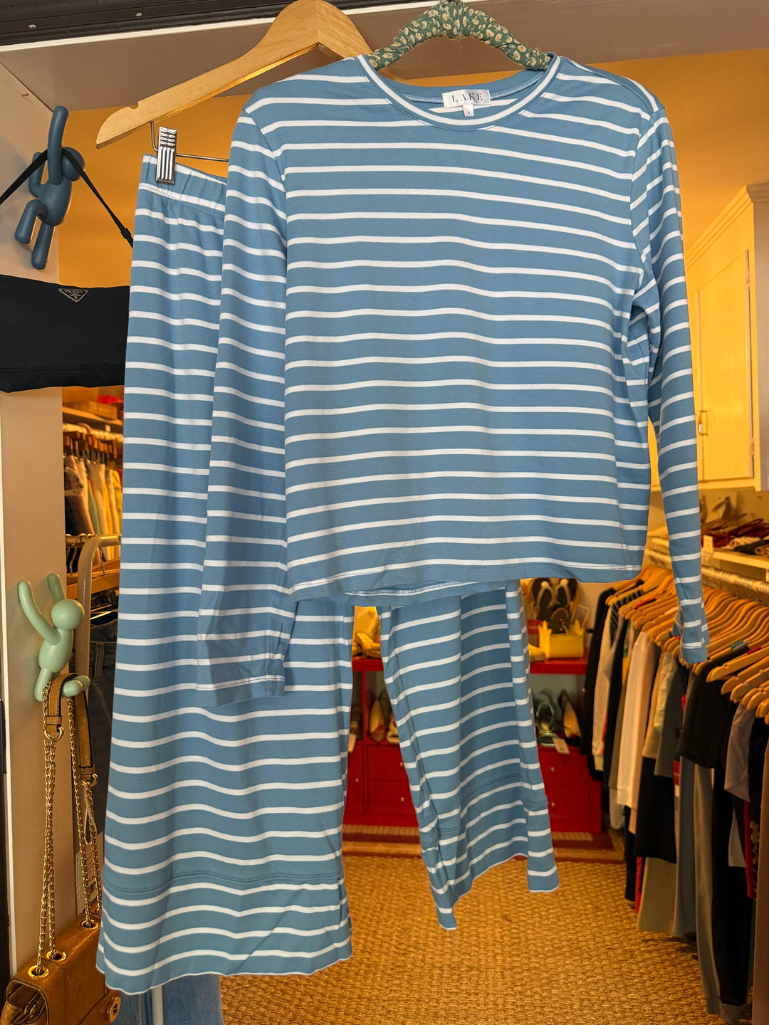 LAKE | Pima Cropped Pajama Set, L