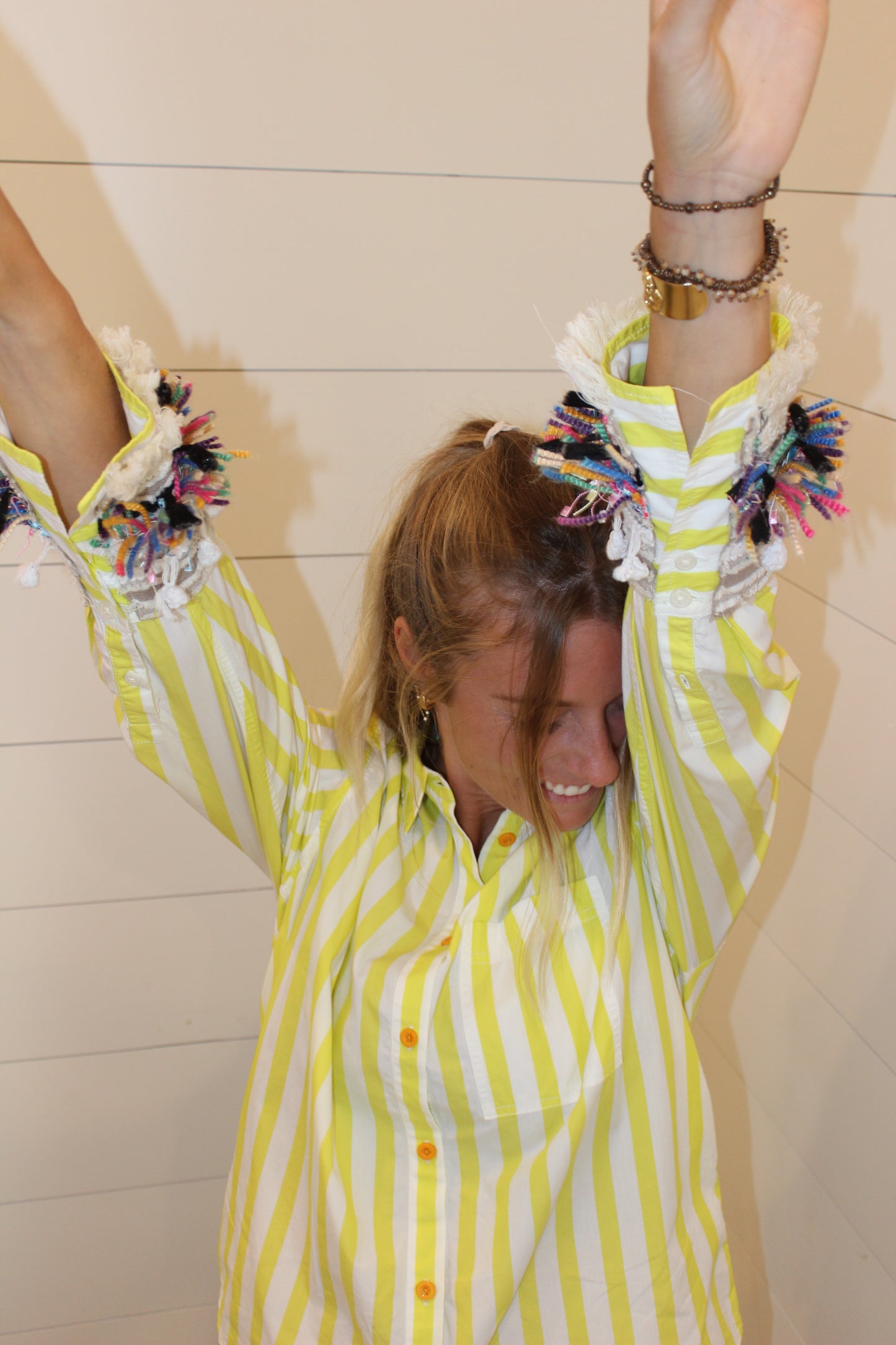 Endsley | What Are You Waiting For? 100% Cotton Button Down Striped Long Sleeve, M