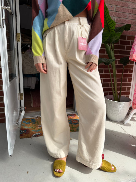 Boden | Pleated Wide Leg Jeans, 25R