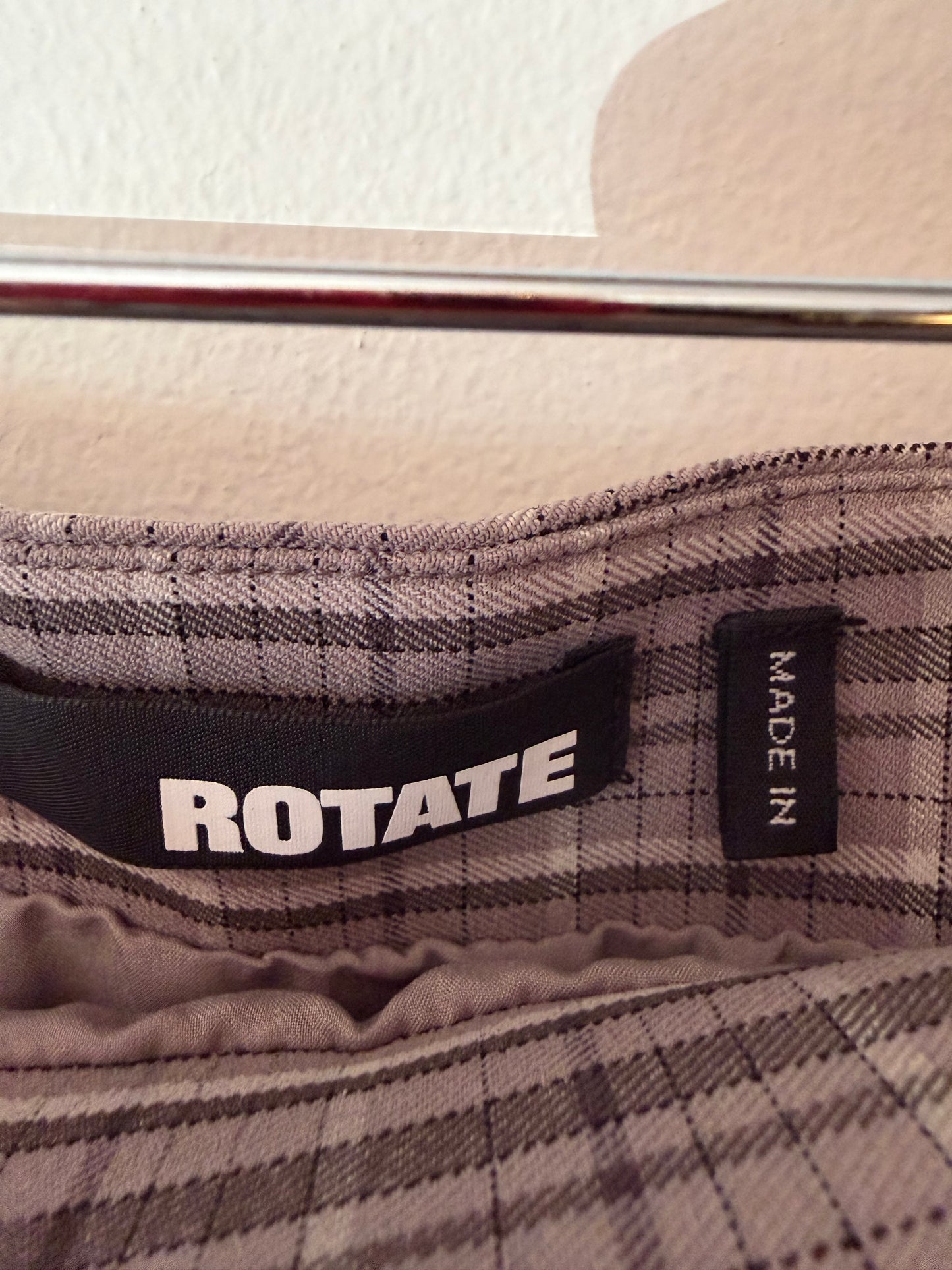 Rotate | Stretchy Mini Dress Grey Check, S