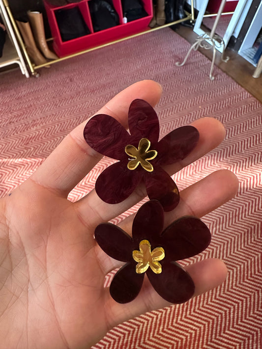 Floral Earrings Plum