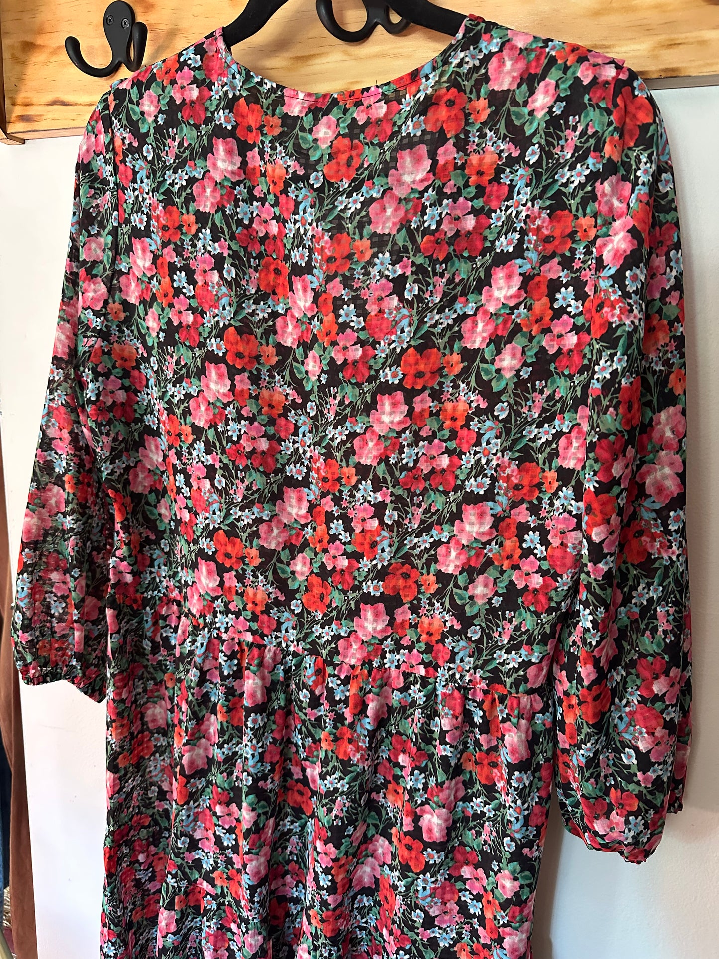 Zara | Semi-Sheer Maxi Floral Dress, S
