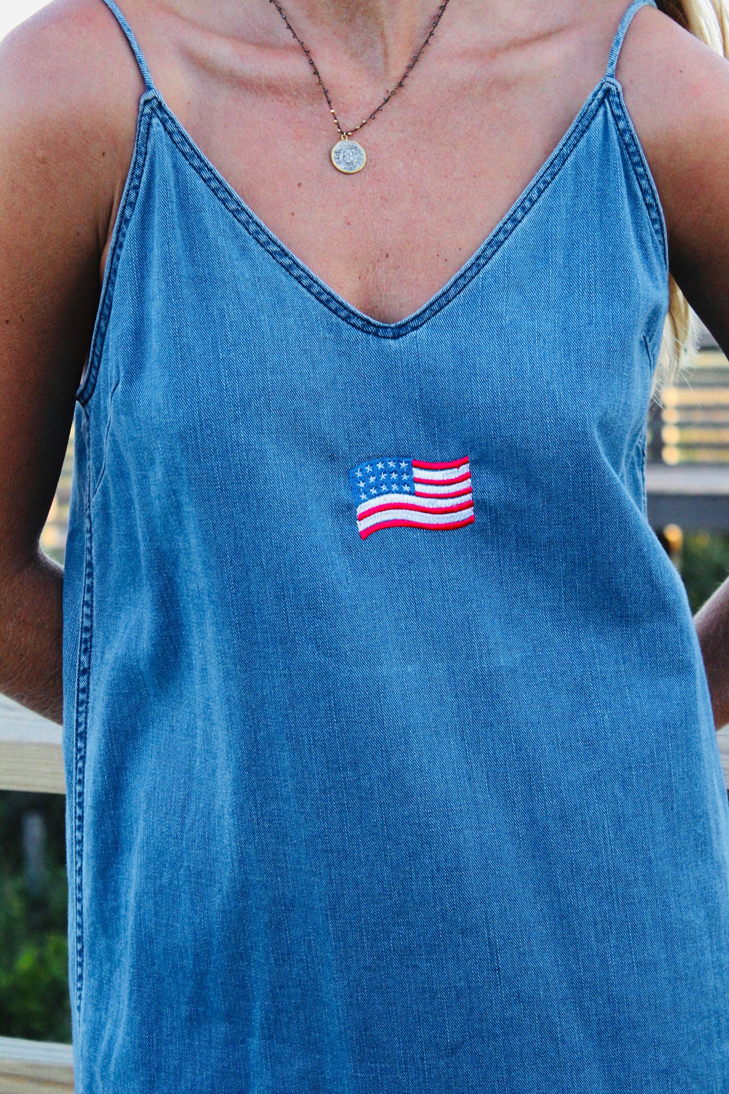Endsley | American Flag Denim Mini Dress, S/M