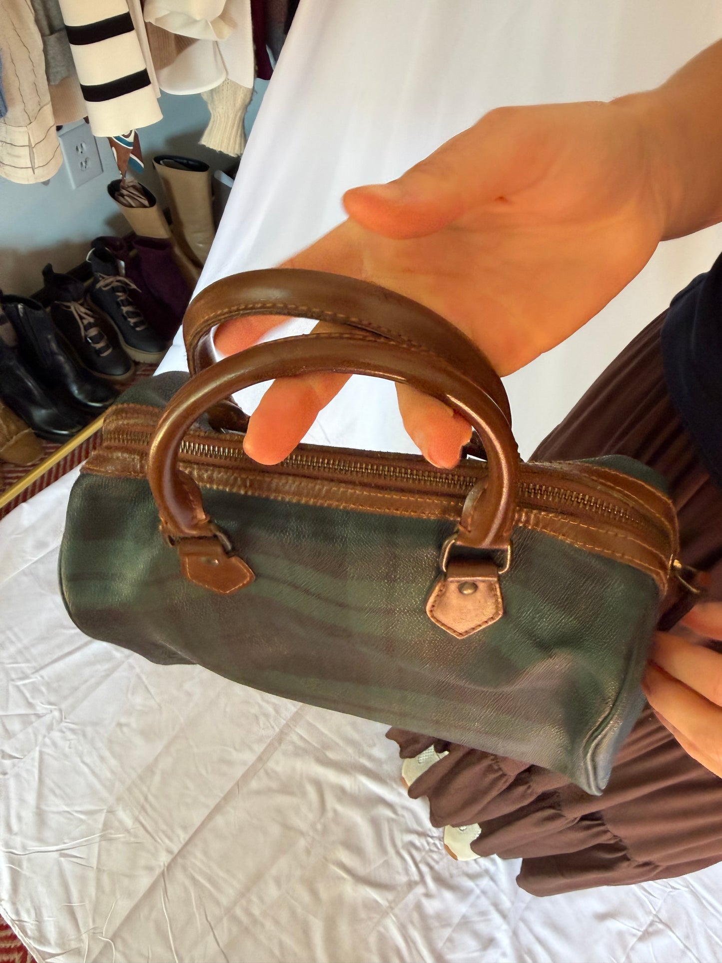 Vintage Polo Ralph Lauren | Leather Plaid Satchel Handbag