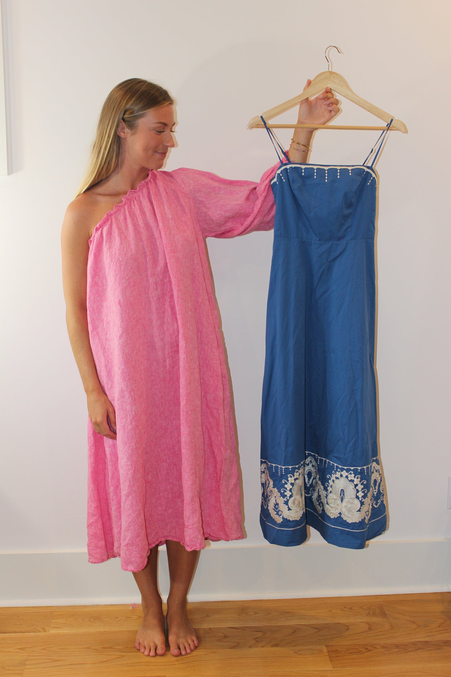 LAKE | One Shoulder Linen Milly Midi Dress, M